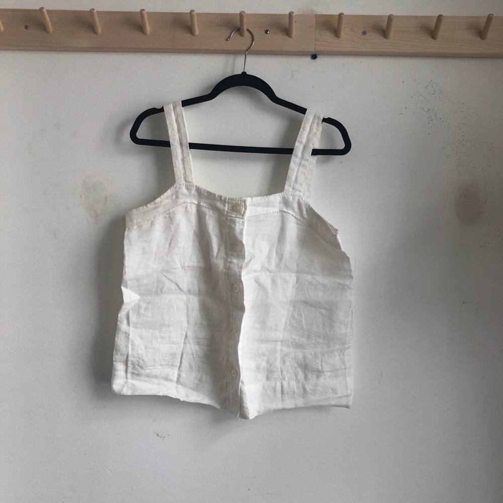 Everlane square neck linen picnic top
